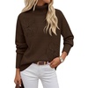 MEROKEETY Women’s Fall Turtleneck Cute Floral Pullover Sweater 2026 Cozy | 3D Floral Appliqués, Long Sleeves, Ribbed Details, Relaxed, Solid, Trendy Outfit, Dressy Casual Top, Winter Clothing(Coffee)