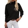 MEROKEETY Women’s Fall Turtleneck Cute Floral Pullover Sweater 2026 Cozy | 3D Floral Appliqués, Long Sleeves, Ribbed Details, Relaxed, Solid, Trendy Outfit, Dressy Casual Top, Winter Clothing(Black)