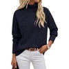 MEROKEETY Women’s Fall Turtleneck Cute Floral Pullover Sweater 2026 Cozy | 3D Floral Appliqués, Long Sleeves, Ribbed Details, Relaxed, Solid, Trendy Outfit, Dressy Casual Top, Winter Clothing(Navy)