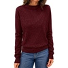 MEROKEETY Womens Long Sleeve Casual Crewneck Sweaters 2026 Ribbed Shimmery | Lightweight, Knit, Ribbed Hem, Solid Color, Slim fit Pullover, Flattering Jumper Tops, Fall Fashion, Layering Winter Clothing(Burgundy)