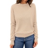 MEROKEETY Womens Long Sleeve Casual Crewneck Sweaters 2026 Ribbed Shimmery | Lightweight, Knit, Ribbed Hem, Solid Color, Slim fit Pullover, Flattering Jumper Tops, Fall Fashion, Layering Winter Clothing(Almond)