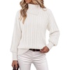 MEROKEETY Women’s Turtleneck Long Sleeve Fall Winter Cable Knit Sweater | 2026 Trendy Pullover Tops, Chunky Ribbed Knit, Oversized Loose Fit, Business Casual, Work Office, Going Out Travel Outfits(White)