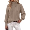 MEROKEETY Women’s Turtleneck Long Sleeve Fall Winter Cable Knit Sweater | 2026 Trendy Pullover Tops, Chunky Ribbed Knit, Oversized Loose Fit, Business Casual, Work Office, Going Out Travel Outfits(Camel)