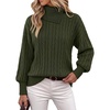 MEROKEETY Women’s Turtleneck Long Sleeve Fall Winter Cable Knit Sweater | 2026 Trendy Pullover Tops, Chunky Ribbed Knit, Oversized Loose Fit, Business Casual, Work Office, Going Out Travel Outfits(Army)