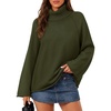 MEROKEETY Women’s Turtleneck Long Sleeve Fall Winter Chunky Knit Sweater | Ribbed Knit, Oversized Loose Fit, 2026 Trendy Pullover Tops, Business Casual, Work Office, Dressy Going Out Travel Outfits(Armygreen)