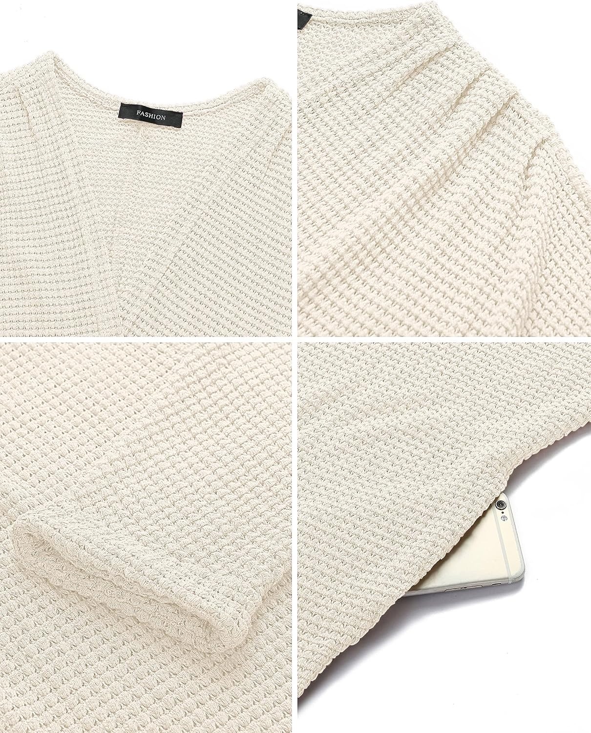 image:imageMEROKEETY Cardigan Sweaters for Women Oversized Long Cardigans Fall Outfits Waffle Knit Batwing Long Sleeve Loose Fit Open Front Slouchy Casual Outwear Cozy Sweater Coat Winter ClothesBeige