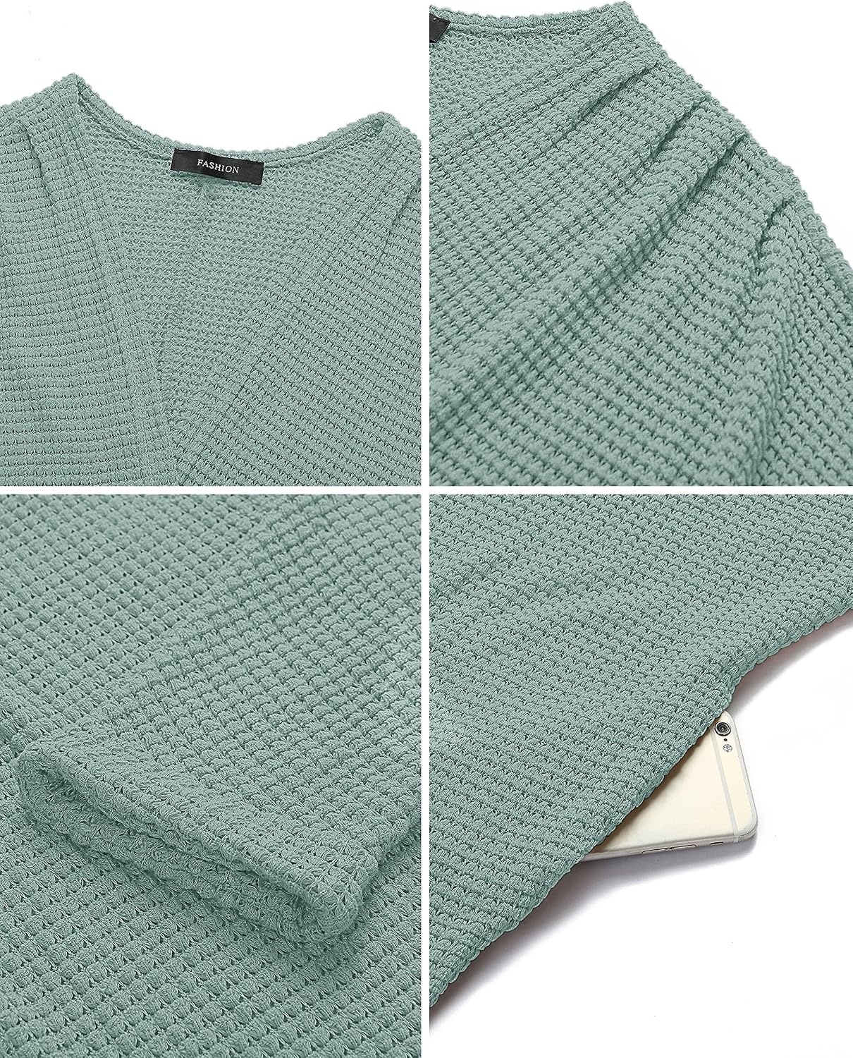 image:imageMEROKEETY Cardigan Sweaters for Women Oversized Long Cardigans Fall Outfits Waffle Knit Batwing Long Sleeve Loose Fit Open Front Slouchy Casual Outwear Cozy Sweater Coat Winter ClothesSage