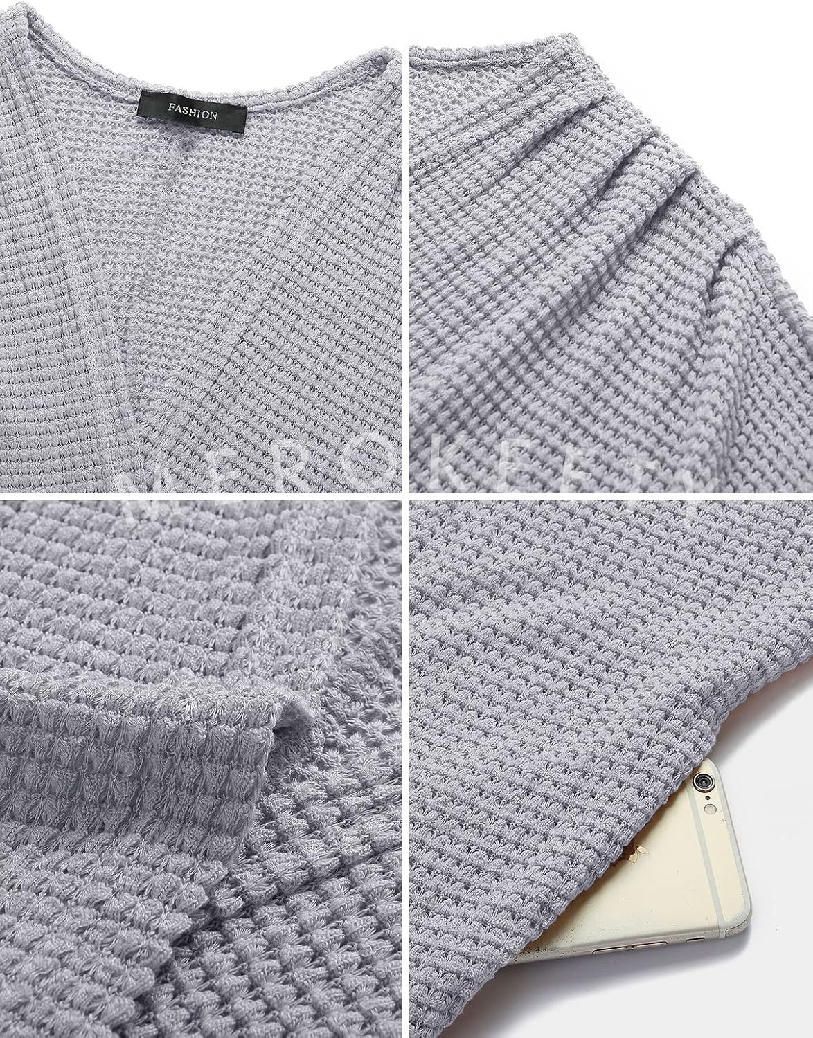 image:imageMEROKEETY Cardigan Sweaters for Women Oversized Long Cardigans Fall Outfits Waffle Knit Batwing Long Sleeve Loose Fit Open Front Slouchy Casual Outwear Cozy Sweater Coat Winter ClothesLight Grey