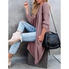 MEROKEETY Cardigan Sweaters for Women Oversized Long Cardigans Fall Outfits | Waffle Knit, Batwing Long Sleeve, Loose Fit, Open Front, Slouchy Casual Outwear, Cozy Sweater Coat, Winter Clothes(Taro)