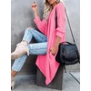 MEROKEETY Cardigan Sweaters for Women Oversized Long Cardigans Fall Outfits | Waffle Knit, Batwing Long Sleeve, Loose Fit, Open Front, Slouchy Casual Outwear, Cozy Sweater Coat, Winter Clothes(Hot Pink)