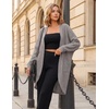 MEROKEETY Cardigan Sweaters for Women Oversized Long Cardigans Fall Outfits | Waffle Knit, Batwing Long Sleeve, Loose Fit, Open Front, Slouchy Casual Outwear, Cozy Sweater Coat, Winter Clothes(Grey)