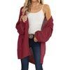 MEROKEETY Womens 2026 Fall Long Sleeve Chunky Knit Cardigan Sweaters | Open Front, Oversized, Lantern Sleeve, Chunky Trendy Cardigan Outerwear, Fashion Winter Outfits Coats(Wine)