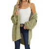 MEROKEETY Womens 2026 Fall Long Sleeve Chunky Knit Cardigan Sweaters | Open Front, Oversized, Lantern Sleeve, Chunky Trendy Cardigan Outerwear, Fashion Winter Outfits Coats(Green)
