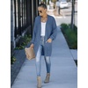 MEROKEETY Womens 2026 Fall Long Sleeve Chunky Knit Cardigan Sweaters | Open Front, Oversized, Lantern Sleeve, Chunky Trendy Cardigan Outerwear, Fashion Winter Outfits Coats(Dusty Blue)