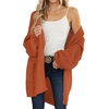 MEROKEETY Womens 2026 Fall Long Sleeve Chunky Knit Cardigan Sweaters | Open Front, Oversized, Lantern Sleeve, Chunky Trendy Cardigan Outerwear, Fashion Winter Outfits Coats(Orange)