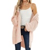 MEROKEETY Womens 2026 Fall Long Sleeve Chunky Knit Cardigan Sweaters | Open Front, Oversized, Lantern Sleeve, Chunky Trendy Cardigan Outerwear, Fashion Winter Outfits Coats(Pink)