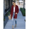 MEROKEETY Womens 2026 Fall Long Sleeve Chunky Knit Cardigan Sweaters | Open Front, Oversized, Lantern Sleeve, Chunky Trendy Cardigan Outerwear, Fashion Winter Outfits Coats(Wine)