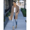 MEROKEETY Womens 2026 Fall Long Sleeve Chunky Knit Cardigan Sweaters | Open Front, Oversized, Lantern Sleeve, Chunky Trendy Cardigan Outerwear, Fashion Winter Outfits Coats(Mocha)