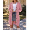 MEROKEETY Women’s Fall Cable Knit Button Long Cardigan Sweater | Button Front, Long Sleeve, Chunky Knit, Open Front, V Neck, Loose Fit, Side Pockets, 2026 Winter, Casual outerwear(Darkpink)