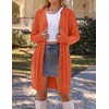 MEROKEETY Women’s Fall Cable Knit Button Long Cardigan Sweater | Button Front, Long Sleeve, Chunky Knit, Open Front, V Neck, Loose Fit, Side Pockets, 2026 Winter, Casual outerwear(Orange)