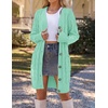 MEROKEETY Women’s Fall Cable Knit Button Long Cardigan Sweater | Button Front, Long Sleeve, Chunky Knit, Open Front, V Neck, Loose Fit, Side Pockets, 2026 Winter, Casual outerwear(Mint)