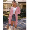 MEROKEETY Women’s Fall Cable Knit Button Long Cardigan Sweater | Button Front, Long Sleeve, Chunky Knit, Open Front, V Neck, Loose Fit, Side Pockets, 2026 Winter, Casual outerwear(Darkpink)