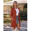 MEROKEETY Women’s Fall Cable Knit Button Long Cardigan Sweater | Button Front, Long Sleeve, Chunky Knit, Open Front, V Neck, Loose Fit, Side Pockets, 2026 Winter, Casual outerwear(Rust)