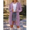 MEROKEETY Women’s Fall Cable Knit Button Long Cardigan Sweater | Button Front, Long Sleeve, Chunky Knit, Open Front, V Neck, Loose Fit, Side Pockets, 2026 Winter, Casual outerwear(Taro)