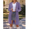 MEROKEETY Women’s Fall Cable Knit Button Long Cardigan Sweater | Button Front, Long Sleeve, Chunky Knit, Open Front, V Neck, Loose Fit, Side Pockets, 2026 Winter, Casual outerwear(Purple)