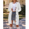 MEROKEETY Women’s Fall Cable Knit Button Long Cardigan Sweater | Button Front, Long Sleeve, Chunky Knit, Open Front, V Neck, Loose Fit, Side Pockets, 2026 Winter, Casual outerwear(White)