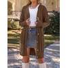 MEROKEETY Women’s Fall Cable Knit Button Long Cardigan Sweater | Button Front, Long Sleeve, Chunky Knit, Open Front, V Neck, Loose Fit, Side Pockets, 2026 Winter, Casual outerwear(Coffee)