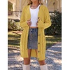MEROKEETY Women’s Fall Cable Knit Button Long Cardigan Sweater | Button Front, Long Sleeve, Chunky Knit, Open Front, V Neck, Loose Fit, Side Pockets, 2026 Winter, Casual outerwear(Mustard)