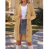 MEROKEETY Women’s Fall Cable Knit Button Long Cardigan Sweater | Button Front, Long Sleeve, Chunky Knit, Open Front, V Neck, Loose Fit, Side Pockets, 2026 Winter, Casual outerwear(Khaki)