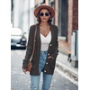 MEROKEETY Womens Fall Cable Knit Button Up Oversized Light Cardigan Sweater | Winter, Cozy, Lightweight, Warm, Cute, Trendy, Open Front, Button Down, Hip Length, Layering, Long Sleeve Coat, With Pockets(Dark Grey)