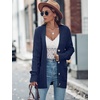 MEROKEETY Womens Fall Cable Knit Button Up Oversized Light Cardigan Sweater | Winter, Cozy, Lightweight, Warm, Cute, Trendy, Open Front, Button Down, Hip Length, Layering, Long Sleeve Coat, With Pockets(Navy)