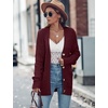 MEROKEETY Womens Fall Cable Knit Button Up Oversized Light Cardigan Sweater | Winter, Cozy, Lightweight, Warm, Cute, Trendy, Open Front, Button Down, Hip Length, Layering, Long Sleeve Coat, With Pockets(Wine)