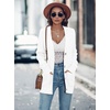 MEROKEETY Womens Fall Cable Knit Button Up Oversized Light Cardigan Sweater | Winter, Cozy, Lightweight, Warm, Cute, Trendy, Open Front, Button Down, Hip Length, Layering, Long Sleeve Coat, With Pockets(White)