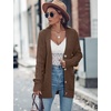 MEROKEETY Womens Fall Cable Knit Button Up Oversized Light Cardigan Sweater | Winter, Cozy, Lightweight, Warm, Cute, Trendy, Open Front, Button Down, Hip Length, Layering, Long Sleeve Coat, With Pockets(Coffee)