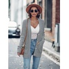 MEROKEETY Womens Fall Cable Knit Button Up Oversized Light Cardigan Sweater | Winter, Cozy, Lightweight, Warm, Cute, Trendy, Open Front, Button Down, Hip Length, Layering, Long Sleeve Coat, With Pockets(Grey)