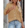 MEROKEETY Womens Fall Cable Knit Button Up Oversized Light Cardigan Sweater | Winter, Cozy, Lightweight, Warm, Cute, Trendy, Open Front, Button Down, Hip Length, Layering, Long Sleeve Coat, With Pockets(Khaki)