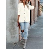MEROKEETY Womens Fall Cable Knit Button Up Oversized Light Cardigan Sweater | Winter, Cozy, Lightweight, Warm, Cute, Trendy, Open Front, Button Down, Hip Length, Layering, Long Sleeve Coat, With Pockets(Beige)