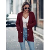 MEROKEETY Womens Fall Cable Knit Button Up Oversized Light Cardigan Sweater | Winter, Cozy, Lightweight, Warm, Cute, Trendy, Open Front, Button Down, Hip Length, Layering, Long Sleeve Coat, With Pockets(Wine)