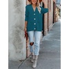 MEROKEETY Womens Fall Cable Knit Button Up Oversized Light Cardigan Sweater | Winter, Cozy, Lightweight, Warm, Cute, Trendy, Open Front, Button Down, Hip Length, Layering, Long Sleeve Coat, With Pockets(Teal)