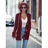 MEROKEETY Womens Fall Cable Knit Button Up Oversized Light Cardigan Sweater | Winter, Cozy, Lightweight, Warm, Cute, Trendy, Open Front, Button Down, Hip Length, Layering, Long Sleeve Coat, With Pockets(Wine)