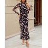 MEROKEETY Womens Fall Long Sleeve Floral Wedding Guest Maxi Dress | 2026 Bodycon, Mesh, Slim Fit, Winter Cocktail Party, Semi Formal, Birthday, Date Night, Prom Elegant Long Dresses(Blackfloral)
