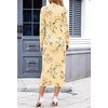 MEROKEETY Womens Fall Long Sleeve Floral Wedding Guest Maxi Dress | 2026 Bodycon, Mesh, Slim Fit, Winter Cocktail Party, Semi Formal, Birthday, Date Night, Prom Elegant Long Dresses(Yellow)