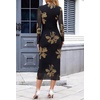MEROKEETY Womens Fall Long Sleeve Floral Wedding Guest Maxi Dress | 2026 Bodycon, Mesh, Slim Fit, Winter Cocktail Party, Semi Formal, Birthday, Date Night, Prom Elegant Long Dresses(Blackkhaki)