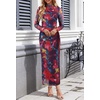 MEROKEETY Womens Fall Long Sleeve Floral Wedding Guest Maxi Dress | 2026 Bodycon, Mesh, Slim Fit, Winter Cocktail Party, Semi Formal, Birthday, Date Night, Prom Elegant Long Dresses(Neon)