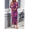 MEROKEETY Womens Fall Long Sleeve Floral Wedding Guest Maxi Dress | 2026 Bodycon, Mesh, Slim Fit, Winter Cocktail Party, Semi Formal, Birthday, Date Night, Prom Elegant Long Dresses(Plum)