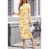 MEROKEETY Womens Fall Long Sleeve Floral Wedding Guest Maxi Dress | 2026 Bodycon, Mesh, Slim Fit, Winter Cocktail Party, Semi Formal, Birthday, Date Night, Prom Elegant Long Dresses(Yellow)